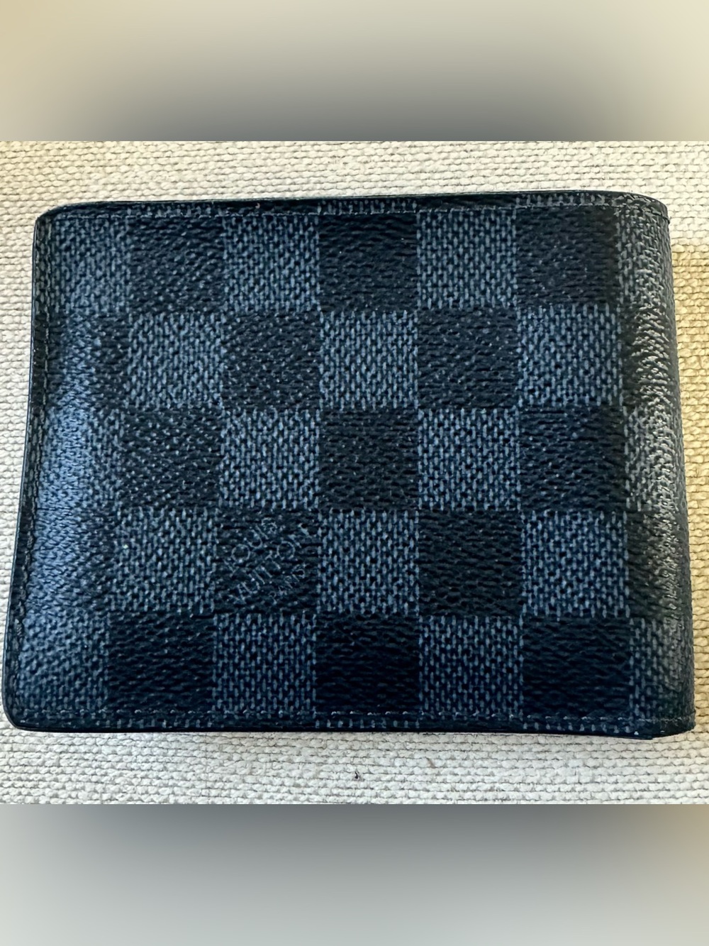 Authentic LV Men's Black Checkered Leather Slender Wallet